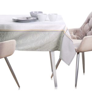 AmeliaHome Olivet cream tablecloth on a table setting - AmeliaHome