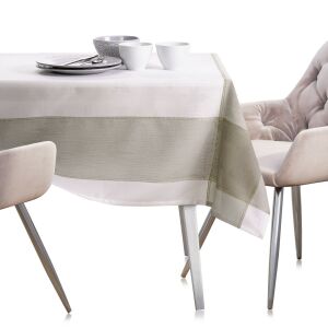 AmeliaHome Sevran beige tablecloth on a set table - AmeliaHome