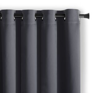 AmeliaHome Blackout Curtain - Graphite Grey with Silver Grommets - Home Textile