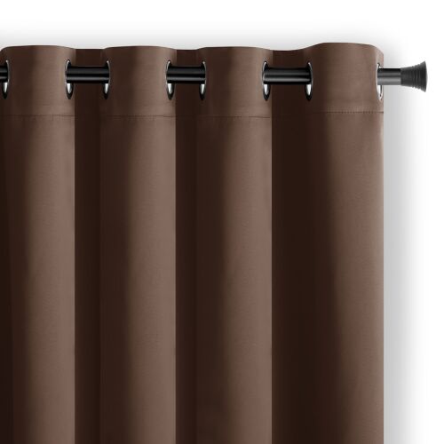 AmeliaHome brown blackout curtain with silver grommets