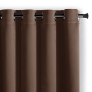 AmeliaHome Blackout Curtain - Brown - Silver Grommets - Home Textile