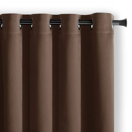AmeliaHome brown blackout curtain with silver grommets