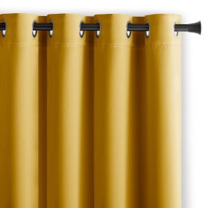 AmeliaHome Blackout Curtain - Mustard Yellow with Silver Grommets - Decoration