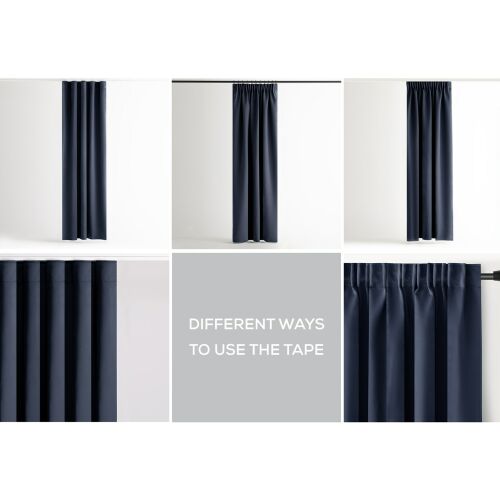 AmeliaHome indigo blackout curtain different hanging styles