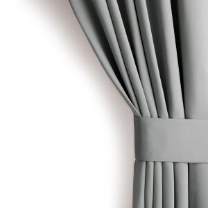 Close-up of AmeliaHome Grey Blackout Curtain with Tieback - Curtain