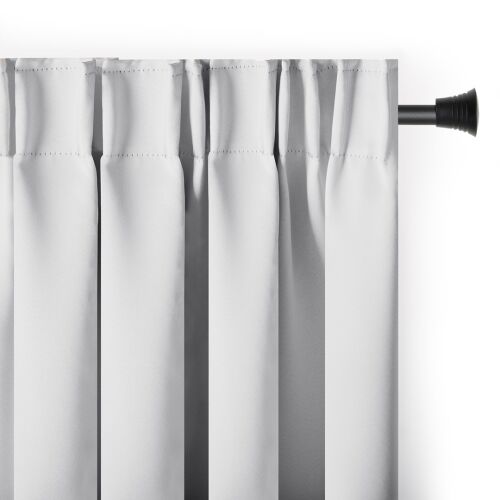 AmeliaHome white blackout curtain with tape, close-up view