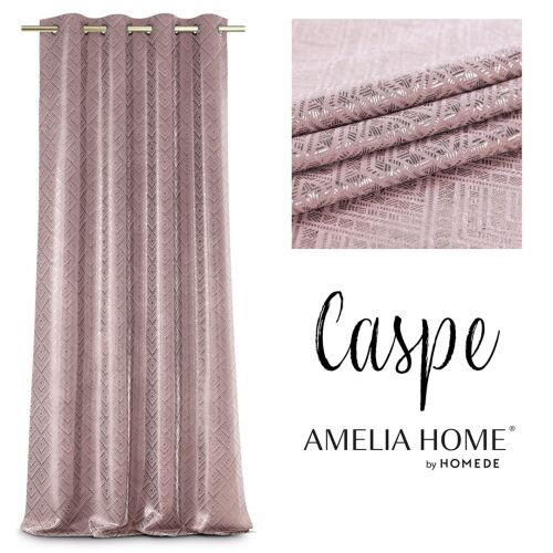 AmeliaHome Caspe Verdunkelungsvorhang roségold mit Silberdruck, Glamour-Stil