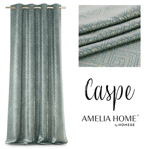 AmeliaHome Caspe menta zelena blackout zavjesa sa srebrnim glamour printom, 140x250 cm