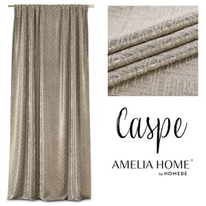 AmeliaHome Caspe beige Verdunkelungsvorhang mit geometrischem Muster und Stoffdetail - Innenarchitektur