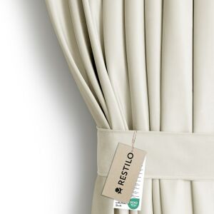 Close-up of AmeliaHome Velvet Cream Curtain with Tieback - Curtain