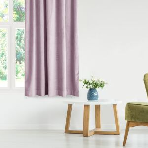 AmeliaHome Velvet powder pink blackout curtain in a living room setting. - Curtain