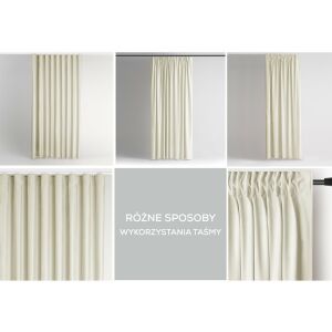 Kolaż różnych stylów zawieszania kremowej zasłony AmeliaHome Velvet - AmeliaHome