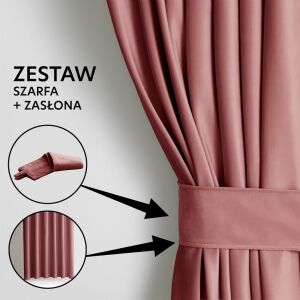 AmeliaHome Set Perdea Velvet Roz cu Detaliu Prindere - Perdele