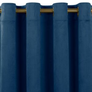 VILA indigo blue velvet blackout curtain with gold grommets - Interior design