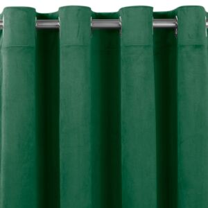 Close-up of VILA glass green velvet blackout curtain with silver grommets. - Curtain
