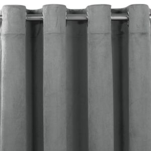 VILA graphite grey velvet blackout curtain with silver metal grommets - Interior design