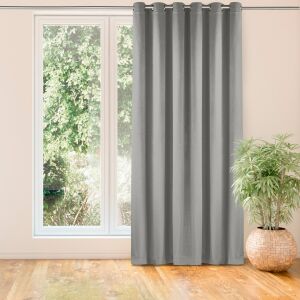 Vila gray velvet blackout curtain hanging in front of a window - Interior design