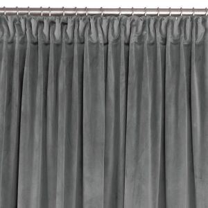 VILA graphite grey blackout curtain with dragon curtain tape, velvet texture - Interior design