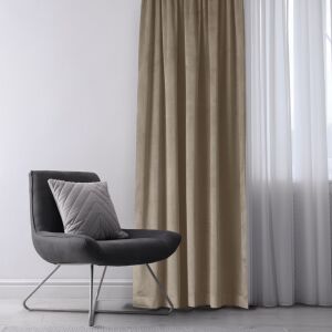 VILA beige velvet blackout curtain in living room setting - Curtain