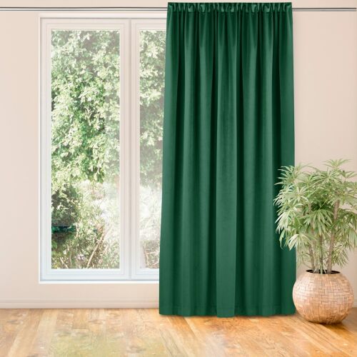 VILA glass green blackout curtain hanging in front of a window