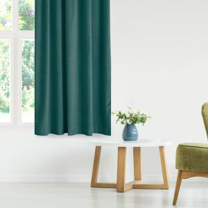 VILA teal velvet blackout curtain in living room setting - Interior design