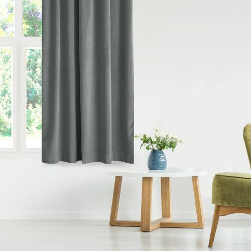 VILA graphite grey blackout curtain in living room setting