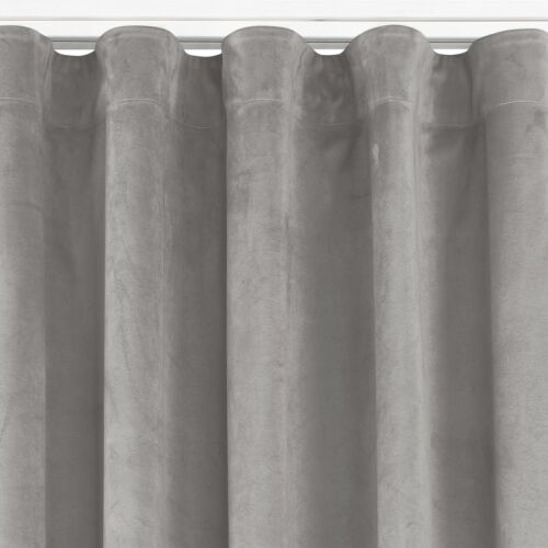 VILA grey blackout curtain with wave heading tape, velvet texture