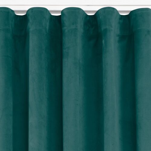 VILA teal velvet blackout curtain with wave tape, 135x175 cm