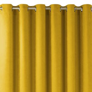 MILANA mustard yellow blackout curtain with golden metal grommets - Interior design