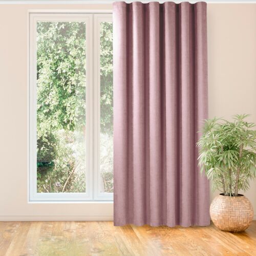 MILANA pink blackout curtain hanging in front of window