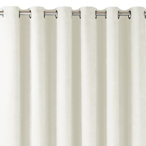 Zbliżenie kremowej zasłony zaciemniającej MILANA ze srebrnymi przelotkami - Projektowanie wnętrz