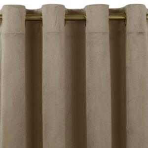 VILA beige velvet blackout curtain with gold grommets detail - Homede