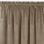 Close-up of VILA beige blackout curtain with rod pocket and pleats.