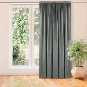 VILA graphite grey blackout curtain hanging in front of a window - Interior design
