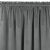 Close-up of VILA graphite grey blackout curtain with rod pocket and pleated header.