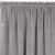 Close-up of VILA grey blackout curtain with rod pocket and pleated header.