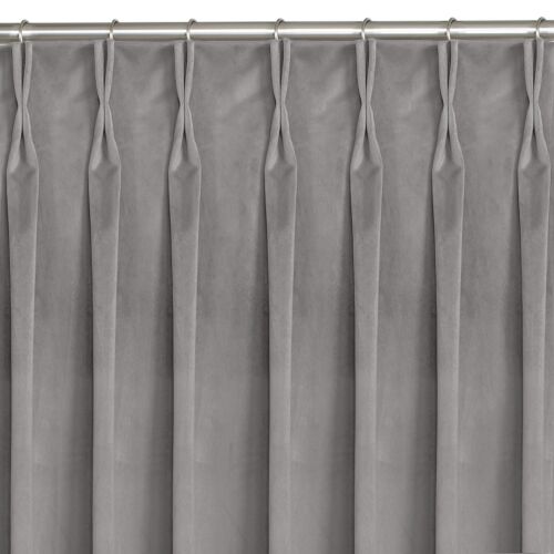 Blackout curtain VILA grey flex 7,5 cm double overlap velvet 530x270 HOMEDE