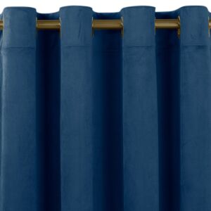 VILA indigo blue velvet blackout curtain with gold grommets - Interior design