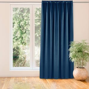 VILA indigo blue velvet blackout curtain hanging in front of a window - Curtain
