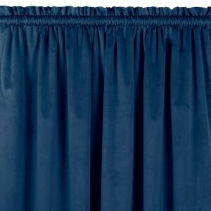 Detalj VILA indigo plave baršunaste zavjese za zamračivanje s tunelom i plisiranim gornjim dijelom. - Uređenje interijera