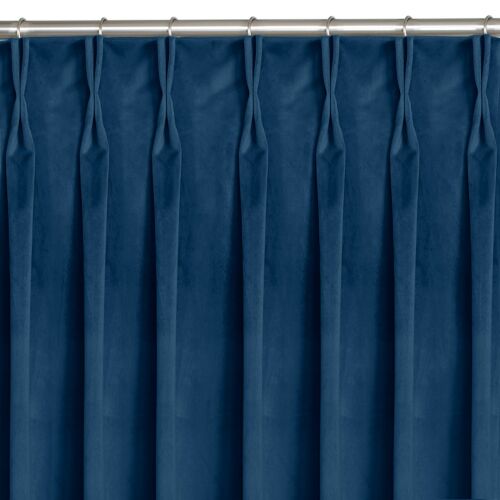 Perdea opacă VILA albastru indigo din catifea cu prindere flex