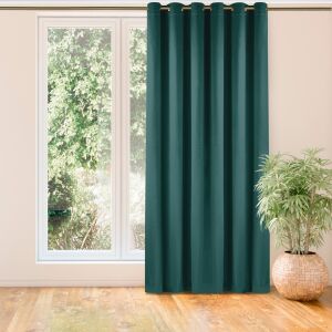 VILA teal velvet blackout curtain hanging in front of a window - Decoration