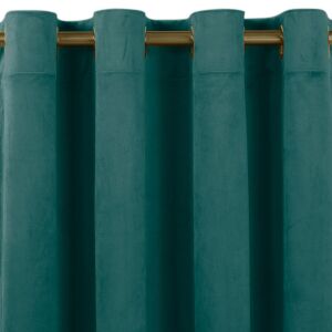 VILA teal velvet blackout curtain with gold grommets - Decoration