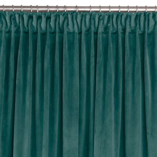 VILA teal velvet blackout curtain with dragon curtain tape, 200x225 cm