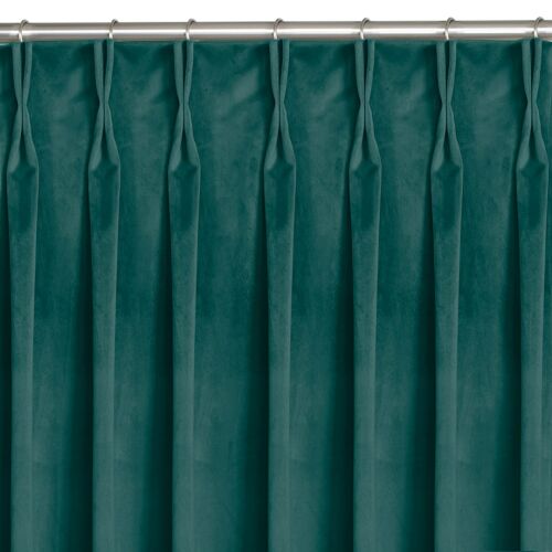 VILA teal velvet blackout curtain with flex heading
