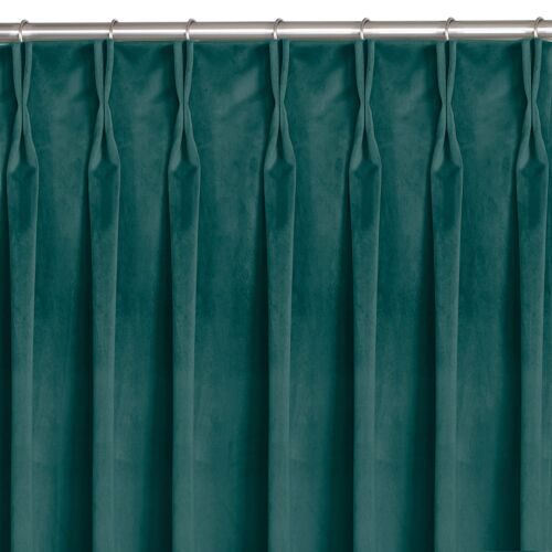 VILA teal velvet blackout curtain with flex heading