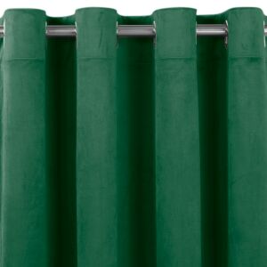 Close-up of VILA glass green velvet blackout curtain with silver grommets. - Curtain