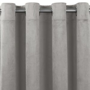 Close-up of VILA grey velvet blackout curtain with silver metal grommets - Decoration