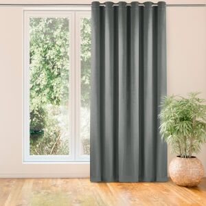 VILA graphite grey blackout curtain hanging in front of a window - Interior design