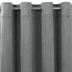 VILA graphite grey velvet blackout curtain with silver metal grommets - Decoration